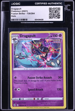 2021 Pokemon Sword & Shield Fusion Strike Holo Dragapult #130 CGC AUTH