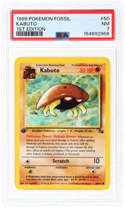 1999 Pokemon Fossil 1st Edition Kabuto #50 PSA 7