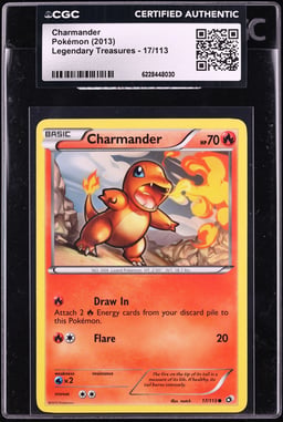 2013 Pokemon Black & White Legendary Treasures Charmander #17 CGC AUTH