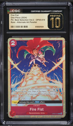 2024 One Piece Premium Best Selection Volume 2 Alt Art Fire Fist #OP05-019 CGC 10 PRISTINE