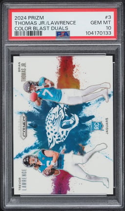 2024 Panini Prizm Color Blast Duals Trevor Lawrence & Brian Thomas Jr. ROOKIE #3 PSA 10 GEM