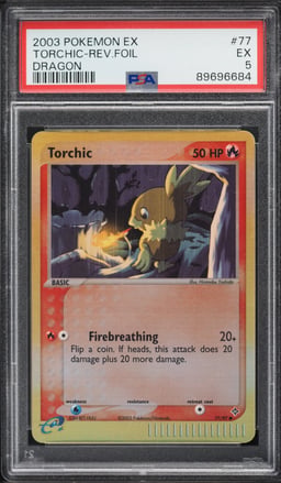 2003 Pokemon EX Dragon Reverse Holo Torchic #77 PSA 5 EX