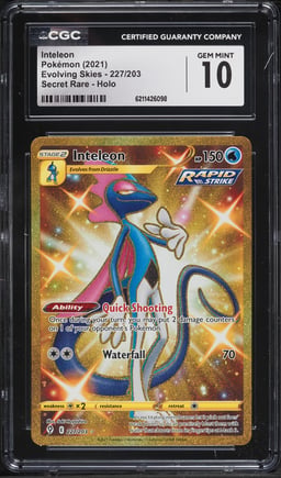 2021 Pokemon Sword & Shield Evolving Skies Gold Rare Inteleon #227 CGC 10 GEM MINT