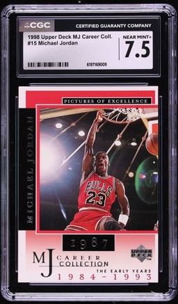 1998 Upper Deck MJ Career Collection Michael Jordan #15 CGC 7.5 NRMT+