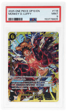 2025 One Piece Royal Blood Secret Rare Monkey D. Luffy #OP10-118 PSA 9