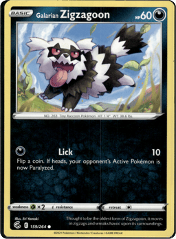 2021 Galarian Zigzagoon #159 Fusion Strike