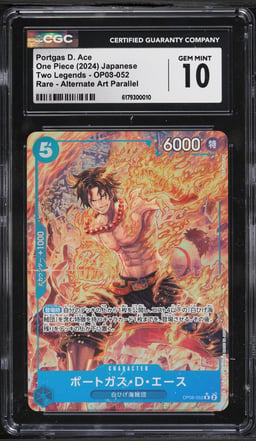 2024 One Piece Japanese Two Legends Alt Art Portgas D. Ace #OP08-052 CGC 10 GEM MINT