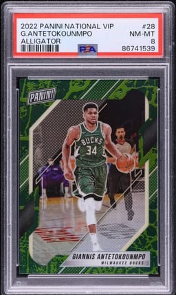 2022 Panini National VIP Alligator Giannis Antetokounmpo #28 PSA 8 NM-MT