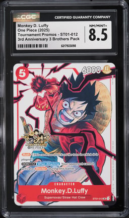 2025 One Piece Promo 3rd Anniversary 3 Brothers SR Monkey D. Luffy #ST01-012 CGC 8.5 NM-MT+