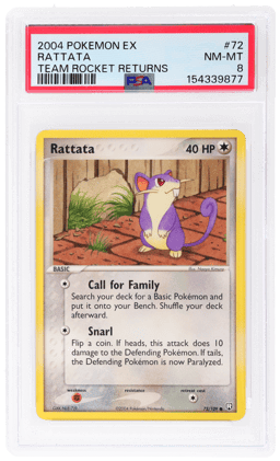 2004 Pokemon Ex Team Rocket Returns Holo Rattata #72 PSA 8