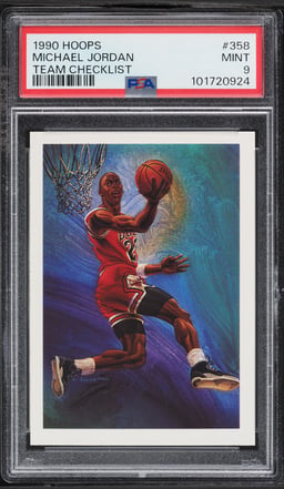 1990 Hoops Team Checklist Michael Jordan #358 PSA 9 MINT