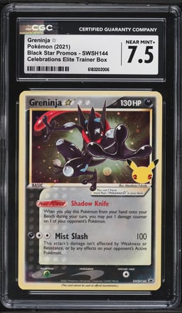 2021 Pokemon Sword & Shield Promo Celebrations ETB Greninja Gold Star #SWSH144 CGC 7.5 NRMT+