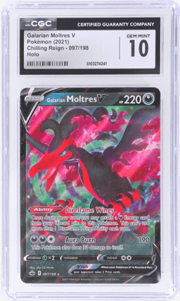2021 Pokemon Sword and Shield Chilling Reign Galarian Moltres V #097 CGC 10