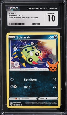 2022 Pokemon Sword & Shield Trick Or Trade BOOster Spinarak #102 CGC 10 GEM MINT