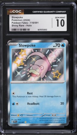 2024 Pokemon Scarlet & Violet Paldean Fates Shiny Slowpoke #116 CGC 10 GEM MINT