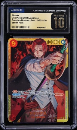 2024 One Piece Japanese Premium Booster Best SEC Shanks #OP01-120 CGC 10 PRISTINE