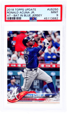 2018 Topps Update At Bat In Blue Jersey Ronald Acuna Jr. #US250 PSA 9