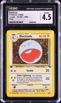 1999 Pokemon Jungle 1st Edition Holo Electrode #2 CGC 4.5 VGEX+