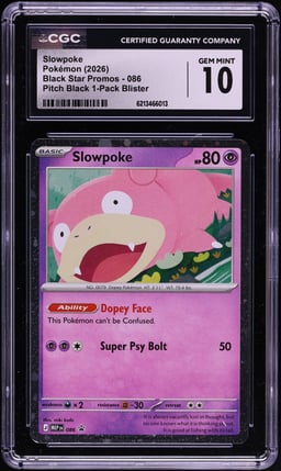 2026 Pokemon Mega Evolution Black Star Promo Pitch Black 1-Pack Blister Slowpoke #086 CGC 10