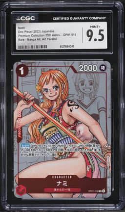 2022 One Piece Japanese Premium Collection 25th Anniv. Manga Art Nami #OP01-016 CGC 9.5 MINT+