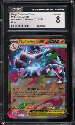 2025 Pokemon Mega Evolution Phantasmal Flames Holo Mega Charizard X EX #13 CGC 8 NM-MT