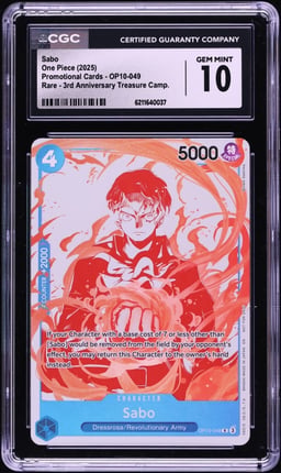 2025 One Piece Promo 3rd Anniversary Treasure Campaign Sabo #OP10-049 CGC 10 GEM MINT