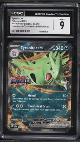 2025 Pokemon SV Prismatic Evolutions Premium Collection Holo Tyranitar ex #64 CGC 9 MINT