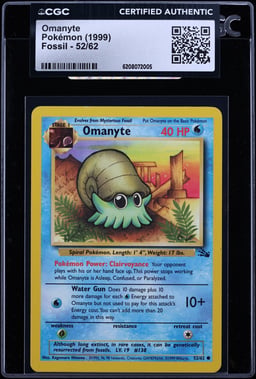 1999 Pokemon Fossil Omanyte #52 CGC AUTH