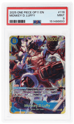 2025 One Piece A Fist of Divine Speed Monkey D. Luffy #OP11-118 PSA 9