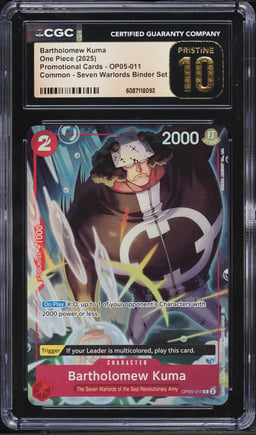 2025 One Piece Promo Seven Warlords Binder Set Alt Art Bartholomew Kuma #OP05-011 CGC 10