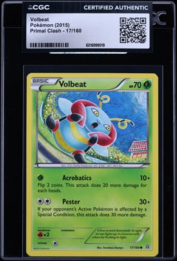 2015 Pokemon Primal Clash Volbeat #17 CGC AUTH