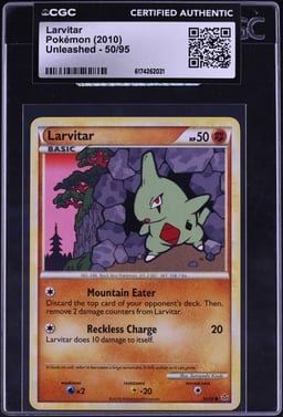 2010 Pokemon HeartGold & SoulSilver Unleashed Larvitar #50 CGC AUTH