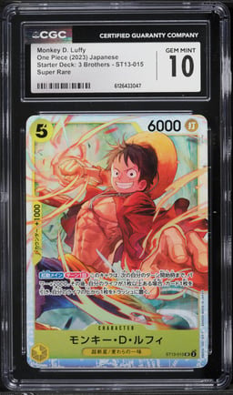 2023 One Piece Japanese Starter Deck 3 Brothers SR Monkey D. Luffy #ST13-015 CGC 10 GEM MINT