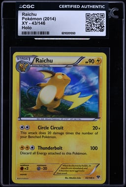 2014 Pokemon XY Holo Raichu #43 CGC AUTH