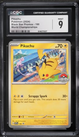 2024 Pokemon Scarlet & Violet Black Star Promo World Championships Pikachu #190 CGC 9 MINT