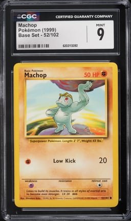 1999 Pokemon Base Set Machop #52 CGC 9 MINT