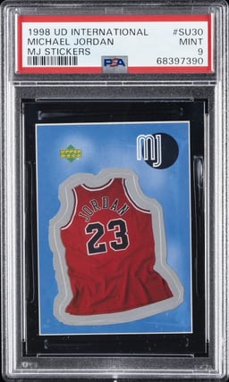 1998 UPPER DECK INTERNATIONAL MJ STICKERS #SU30 MICHAEL JORDAN PSA 9