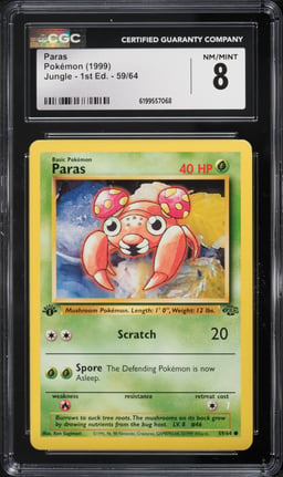 1999 Pokemon Jungle 1st Edition Paras #59 CGC 8 NM-MT