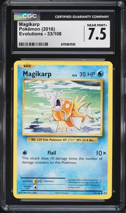 2016 Pokemon XY Evolutions Magikarp #33 CGC 7.5 NRMT+