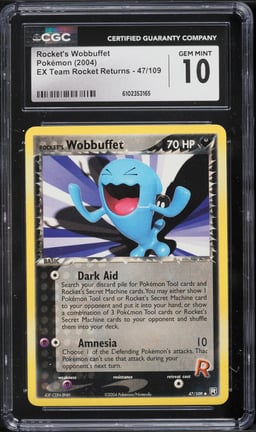 2004 Pokemon EX Team Rocket Returns Rocket's Wobbuffet #47 CGC 10 GEM MINT