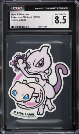 2023 Pokemon Japanese B-Side Label Stickers Mew & Mewtwo CGC 8.5 NM-MT+