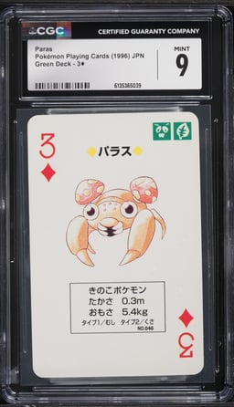 1996 Pokemon Japanese Playing Cards Green Deck Paras #3 CGC 9 MINT