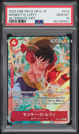 2025 One Piece Japanese Legacy Of The Master SR Alt Art Monkey D. Luffy #OP12-015 PSA 10 GEM