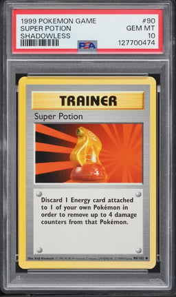 1999 Pokemon Base Set Shadowless Super Potion #90 PSA 10 GEM MINT
