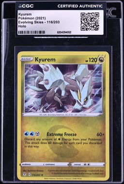 2021 Pokemon Sword & Shield Evolving Skies Holo Kyurem #116 CGC AUTH