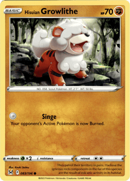 2022 Hisuian Growlithe #83 Lost Origin