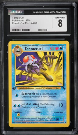 1999 Pokemon Fossil 1st Edition Tentacruel #44 CGC 8 NM-MT