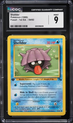 1999 Pokemon Fossil 1st Edition Shellder #54 CGC 9 MINT