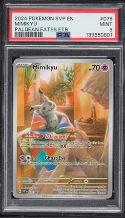 2024 Pokemon Scarlet & Violet Promo Paldean Fates ETB Full Art Mimikyu #75 PSA 9 MINT