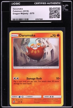 2018 Pokemon Sun & Moon Dragon Majesty Darumaka #8 CGC AUTH